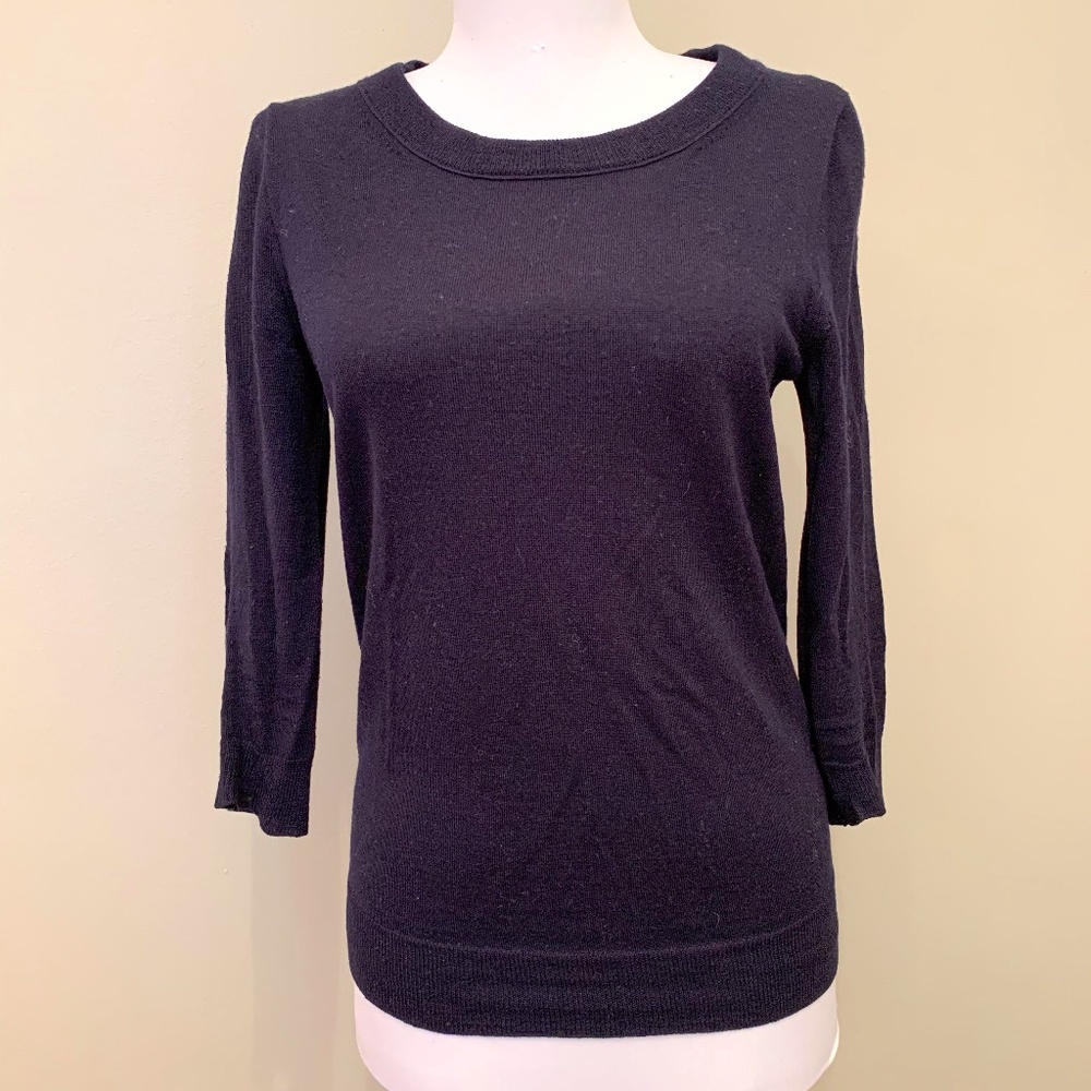 J. Crew 100% Merino Wool Black Crewneck Sweater